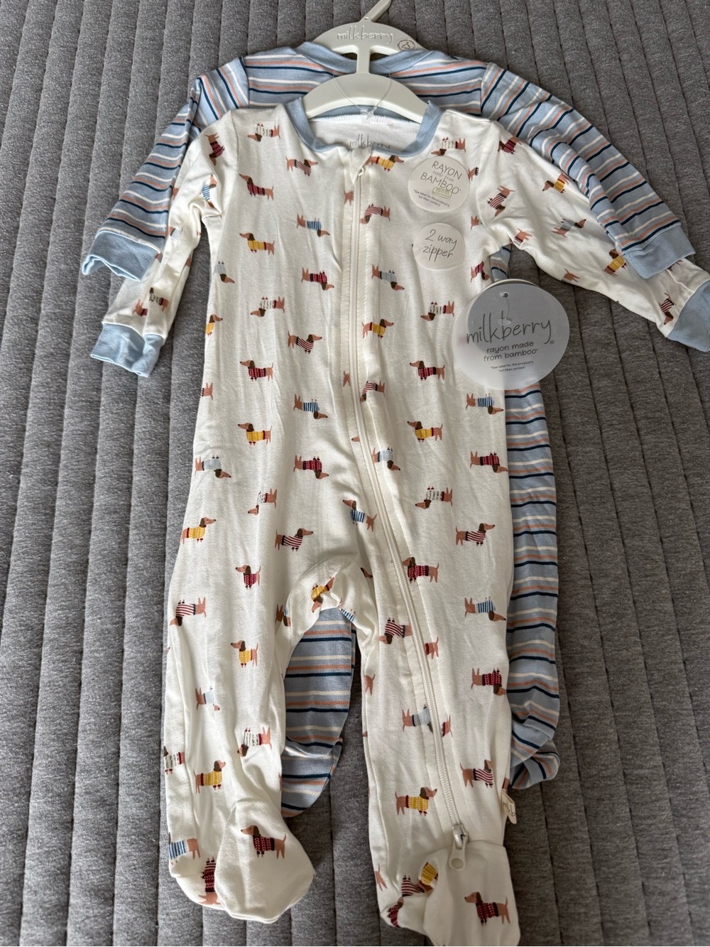 Dog and Stripe Footie Set